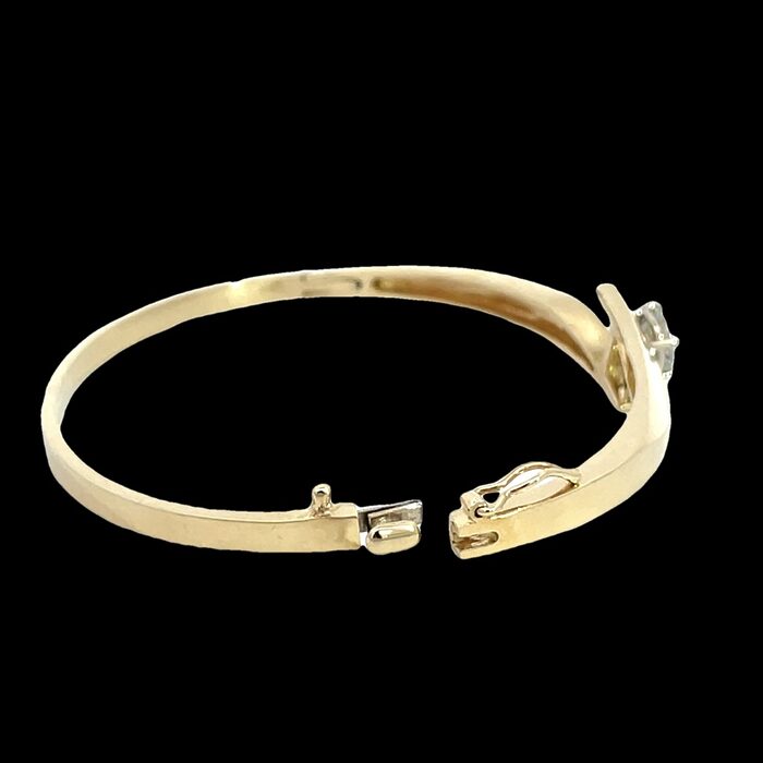 14k Yellow Gold Moissanite Bangle Bracelet - Image 4