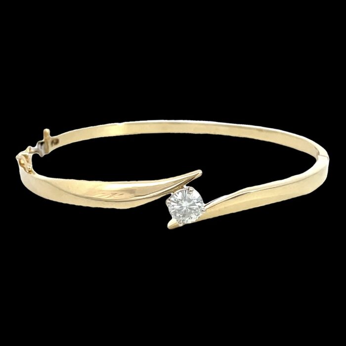 14k Yellow Gold Moissanite Bangle Bracelet