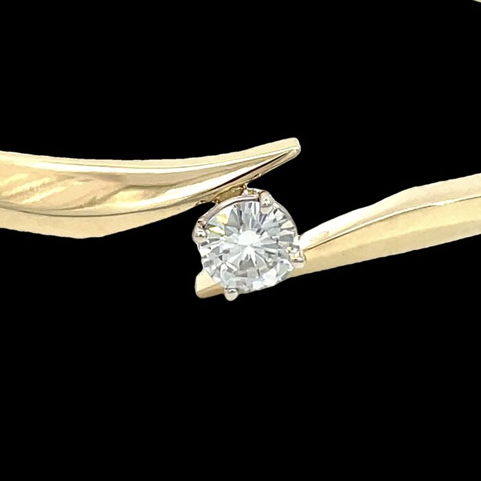 14k Yellow Gold Moissanite Bangle Bracelet - Image 2