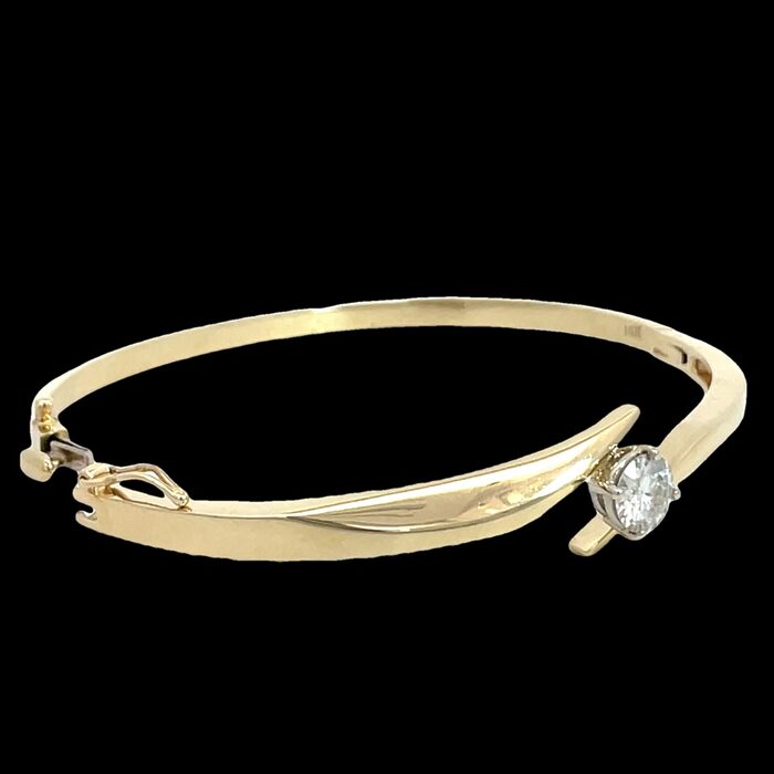 14k Yellow Gold Moissanite Bangle Bracelet - Image 3
