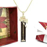 Elegant 14k Yellow Gold Diamond & Smoky Quartz Pendant