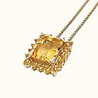Citrine Emerald-Cut Pendent in 14k Yellow Gold