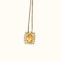 Citrine Emerald-Cut Pendent in 14k Yellow Gold - Image 4
