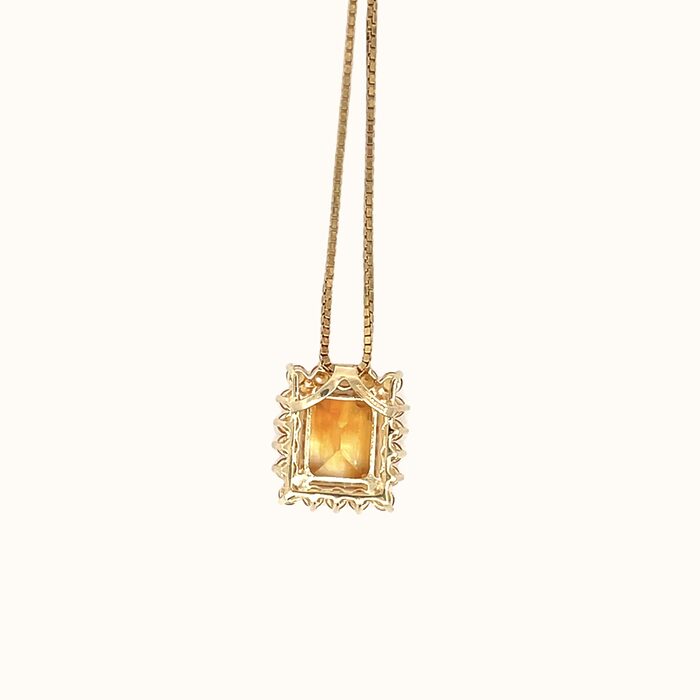 Citrine Emerald-Cut Pendent in 14k Yellow Gold - Image 4