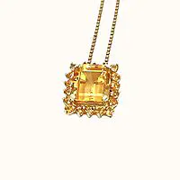 Citrine Emerald-Cut Pendent in 14k Yellow Gold - Image 2