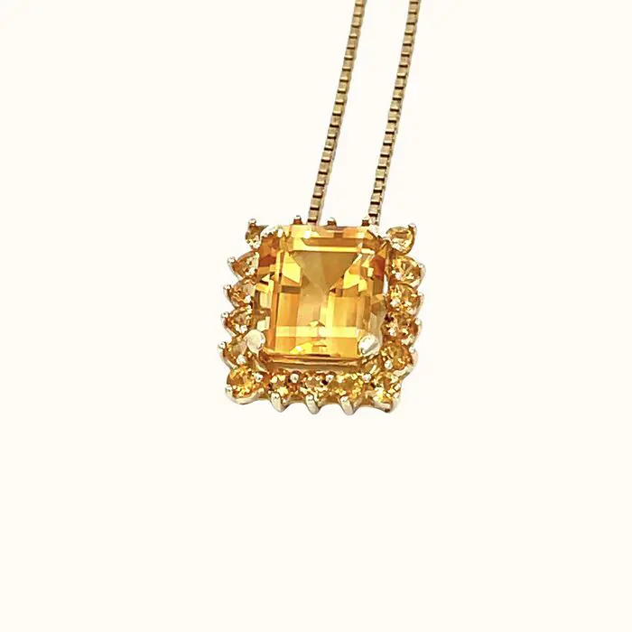 Citrine Emerald-Cut Pendent in 14k Yellow Gold - Image 2