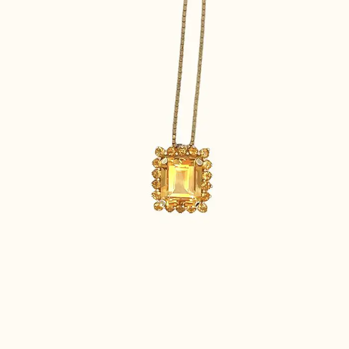 Citrine Emerald-Cut Pendent in 14k Yellow Gold - Image 3