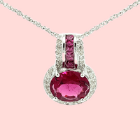 Rubellite & Diamond Halo Enhancer Pendant in 14k White Gold - Image 3