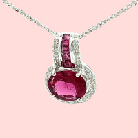 Rubellite & Diamond Halo Enhancer Pendant in 14k White Gold