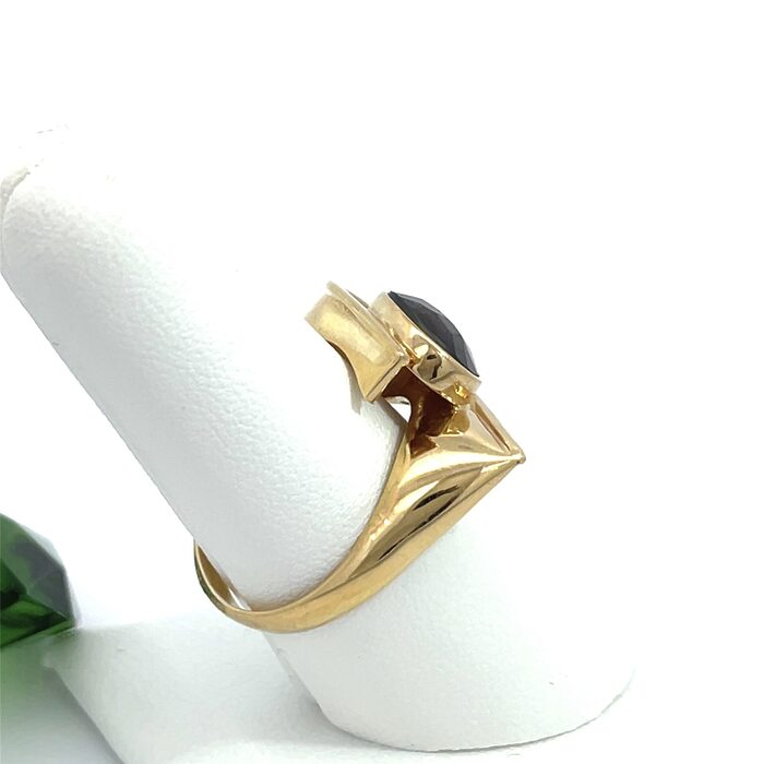 18k Yellow Gold Check-board Cut Ammonite Ring - Image 5