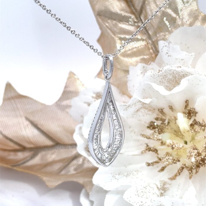 Effy Classique 1.27ctw Diamond Teardrop Necklace w/ Chain in 14k White Gold - Image 4