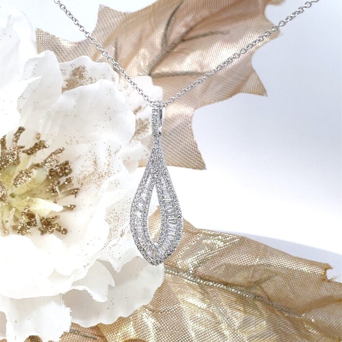 Effy Classique 1.27ctw Diamond Teardrop Necklace w/ Chain in 14k White Gold - Image 5