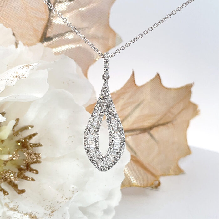 Effy Classique 1.27ctw Diamond Teardrop Necklace w/ Chain in 14k White Gold