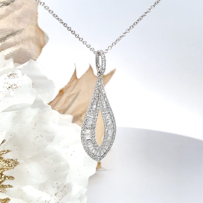 Effy Classique 1.27ctw Diamond Teardrop Necklace w/ Chain in 14k White Gold - Image 2