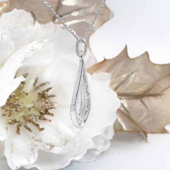 Effy Classique 1.27ctw Diamond Teardrop Necklace w/ Chain in 14k White Gold - Image 3