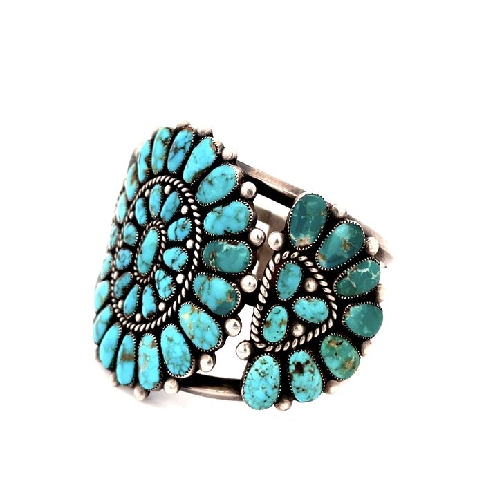 High Grade Turquoise Cuff in Sterling Silver - Image 6