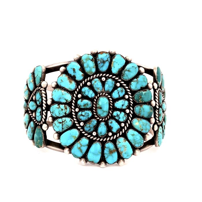 High Grade Turquoise Cuff in Sterling Silver