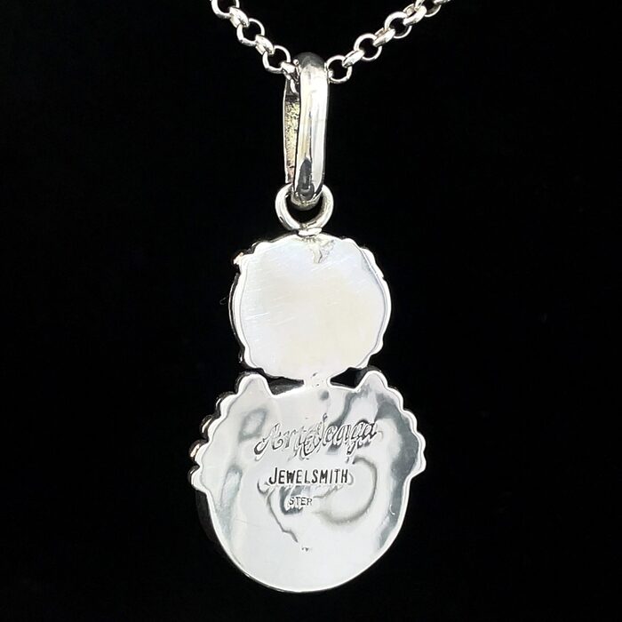 Handmade Fire Agate Pendent in 14k Rose Gold & Sterling Silver - Image 5