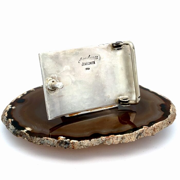 Handcrafted Inlay Turquoise Belt Buckle in Sterling Silver - Image 4
