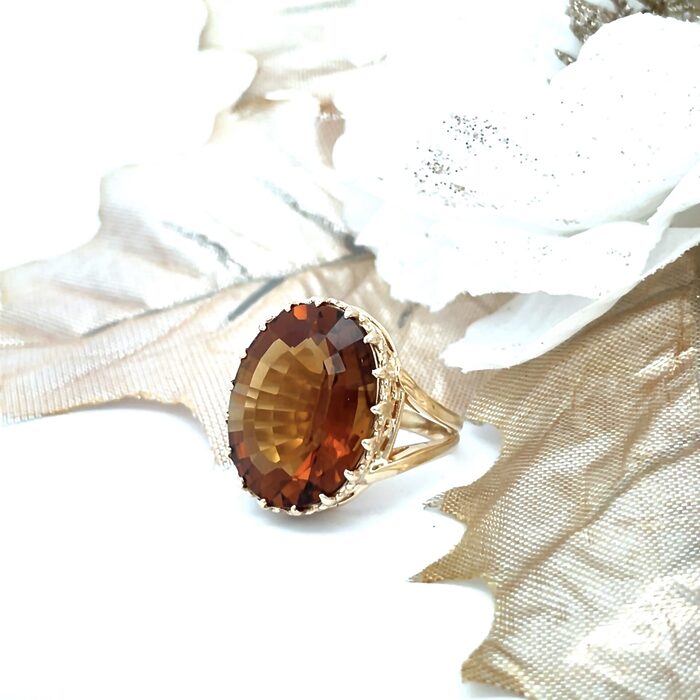 14k Yellow Gold Cognac Citrine Ring