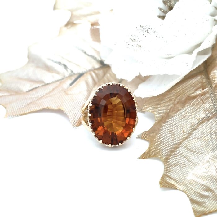 14k Yellow Gold Cognac Citrine Ring - Image 2