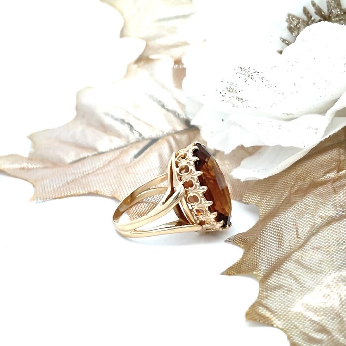 14k Yellow Gold Cognac Citrine Ring - Image 3