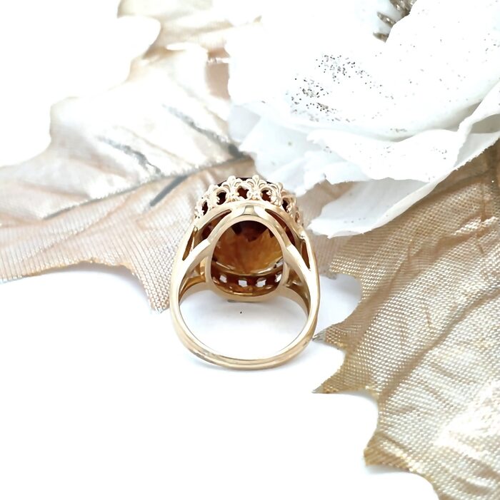 14k Yellow Gold Cognac Citrine Ring - Image 4