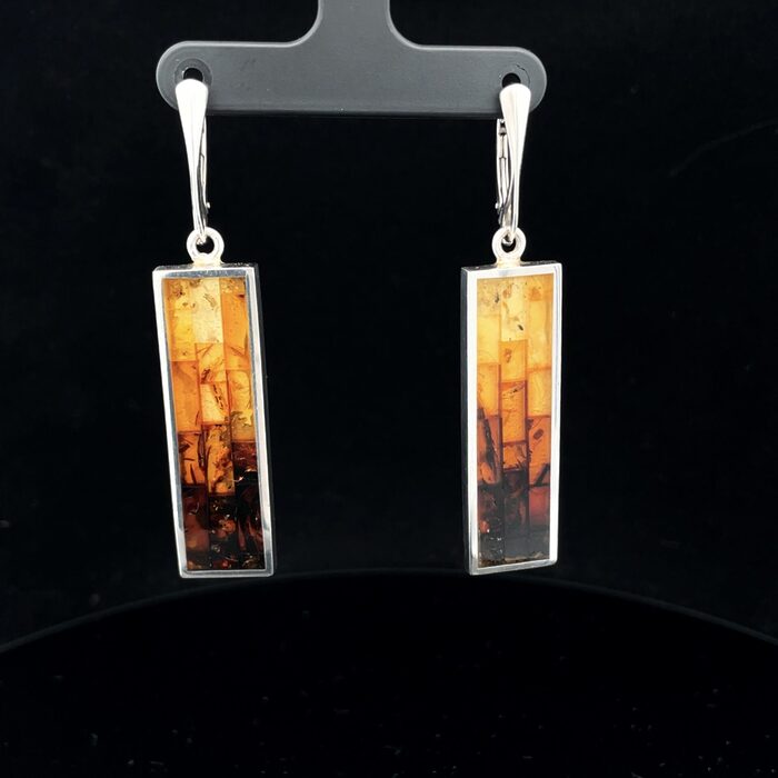 Oblong Amber Earring in Sterling Silver