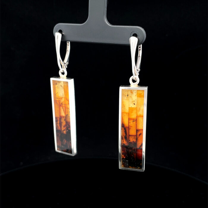 Oblong Amber Earring in Sterling Silver - Image 3