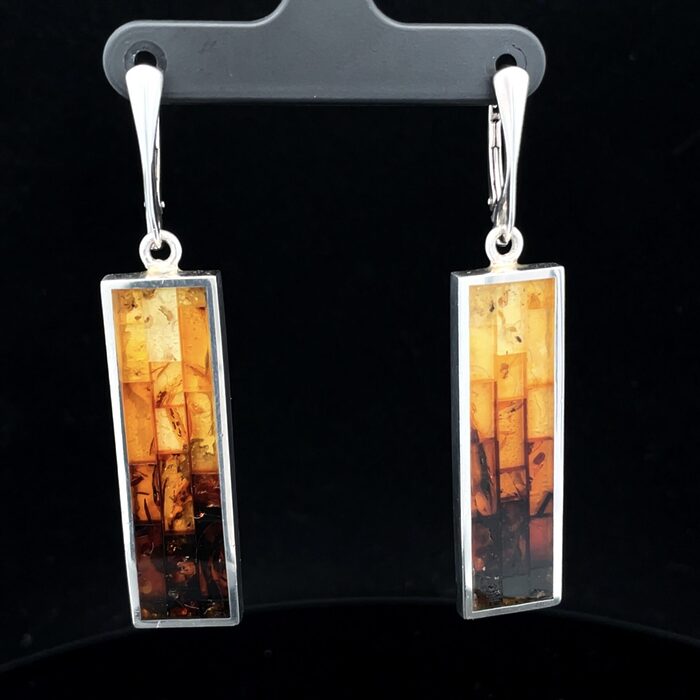 Oblong Amber Earring in Sterling Silver - Image 2