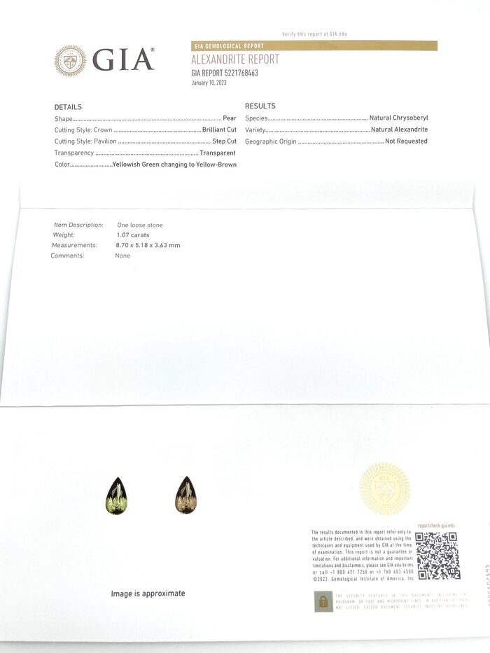 14k White Gold Natural Pear-Cut Alexandrite & Diamond Ring - Image 4
