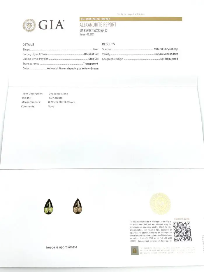 14k White Gold Natural Pear-Cut Alexandrite & Diamond Ring - Image 4