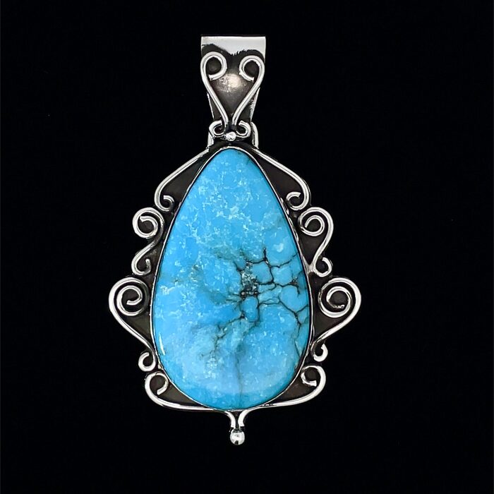 Custom Made Turquoise Pendant in Sterling Silver - Image 4