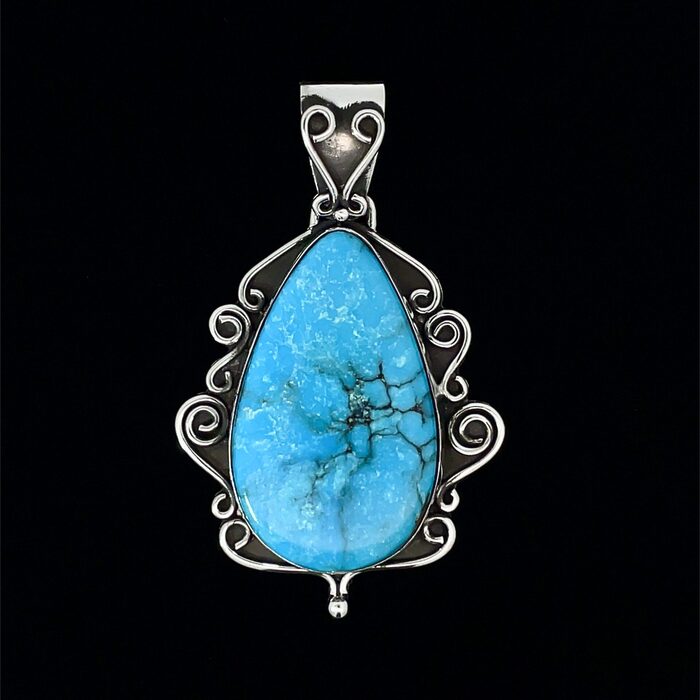 Custom Made Turquoise Pendant in Sterling Silver