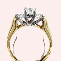 3 Stone 1.01ct Diamond Ring in 18k Yellow Gold & Platinum - Image 4