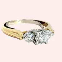 3 Stone 1.01ct Diamond Ring in 18k Yellow Gold & Platinum - Image 2