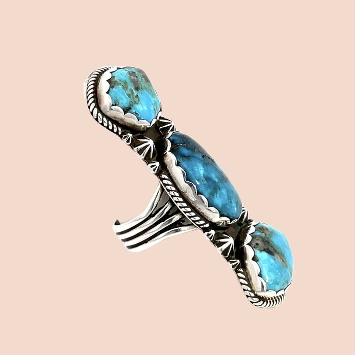 Martin Clement Navajo Turquoise Ring in Sterling Silver - Image 5