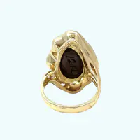 18k Yellow Gold Black Opal & Diamond Ring - Image 5
