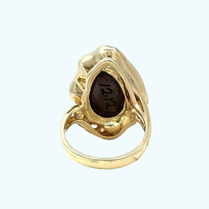 18k Yellow Gold Black Opal & Diamond Ring - Image 5