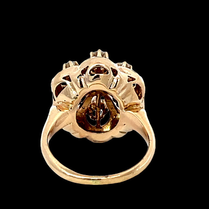 14k Yellow Gold Diamond & Black Enamel Ring - Image 5