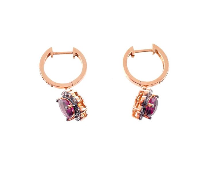 Le Vian 14k Rose Gold Garnet & Diamond Drop Dangle Earrings - Image 3