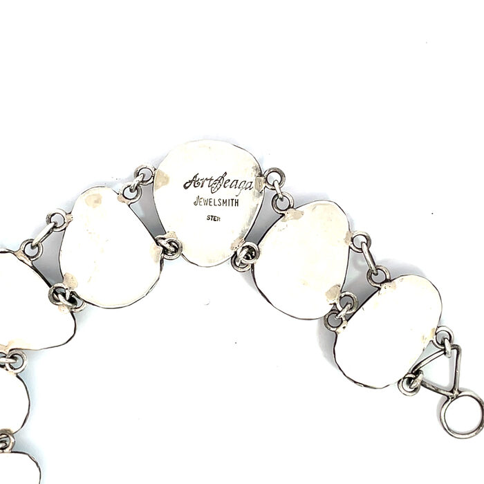 Custom 7 Stone Turquoise Link Bracelet in Sterling Silver - Image 6