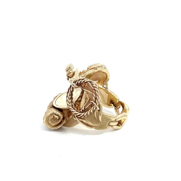 14k Yellow Gold Cowboy Saddle Ring - Image 5