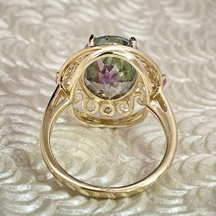 14k Yellow Gold Mystic Topaz Fashion Ring - Image 4