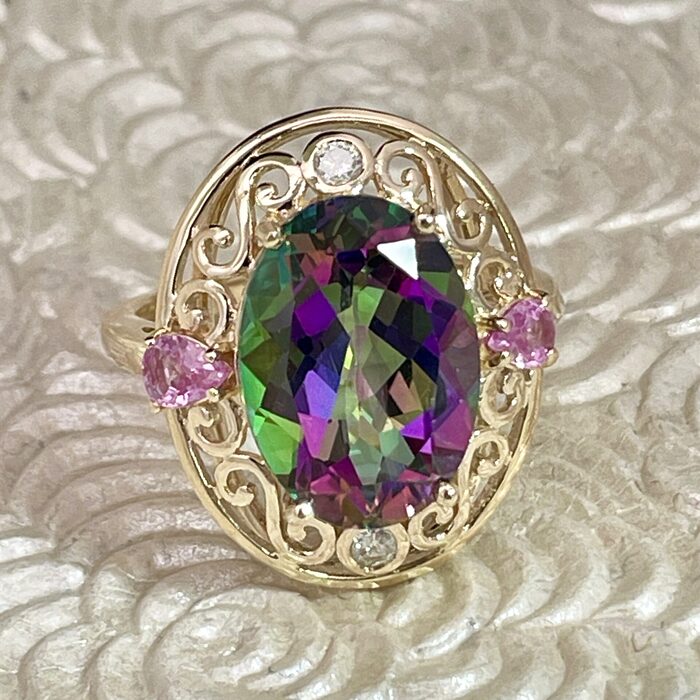 14k Yellow Gold Mystic Topaz Fashion Ring - Image 5
