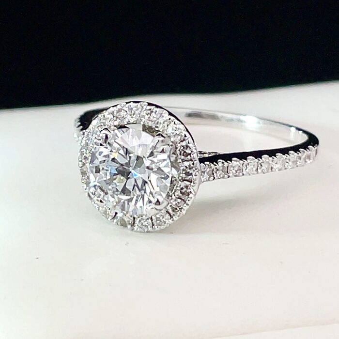 14k White Gold 1.02 ct Lab-Grown Diamond Halo Engagement Ring - Image 4