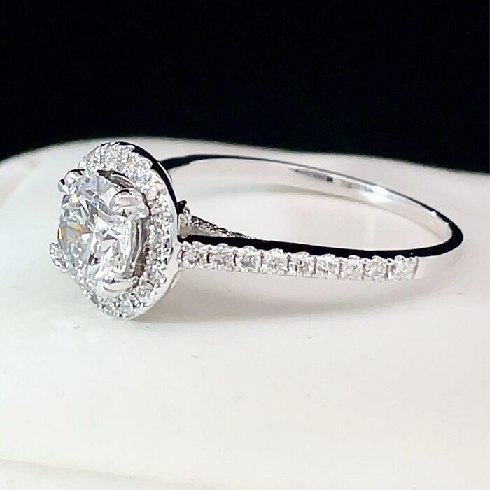 14k White Gold 1.02 ct Lab-Grown Diamond Halo Engagement Ring - Image 3