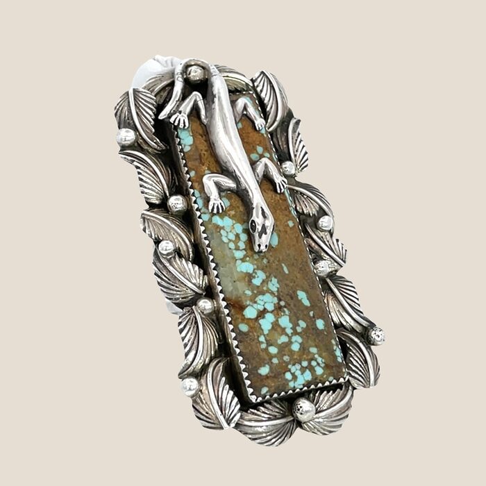 Signed Jacob Troncosa Turquoise Lizard Ring - Image 3