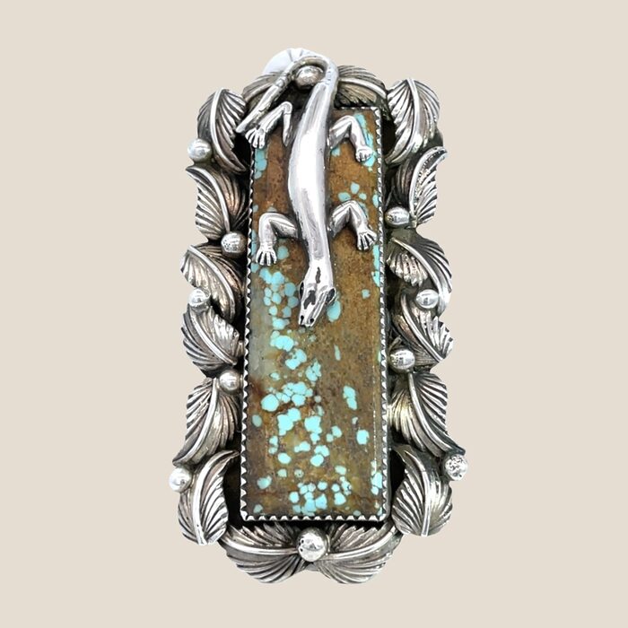 Signed Jacob Troncosa Turquoise Lizard Ring