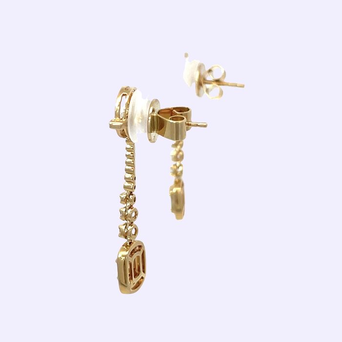 14k Yellow Gold Diamond Dangle Earrings - Image 5